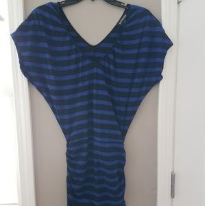 Express black & blue striped dress